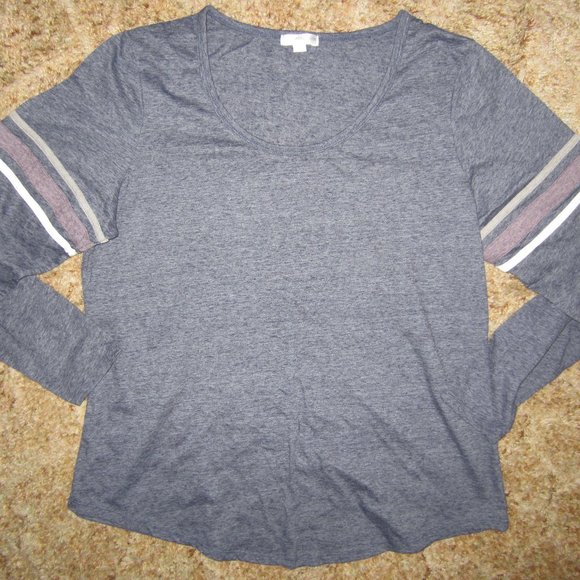 4/$20 Blue Long Sleeve Shirt w stripes on sleeves - Picture 1 of 6